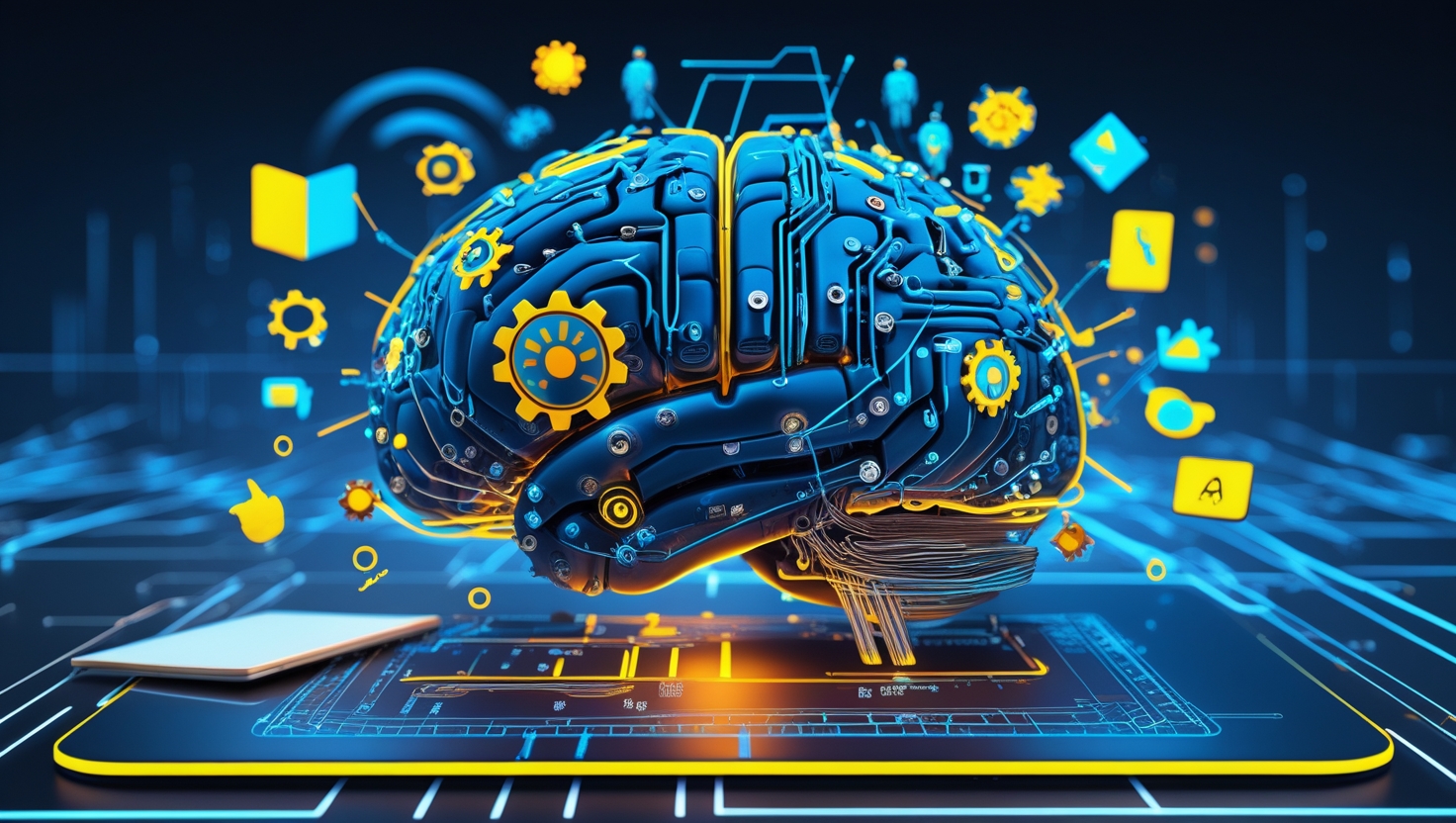 Alfabetización en IA para Trabajar. Cerebro aprendiendo IA para poder trabajar en el futuro